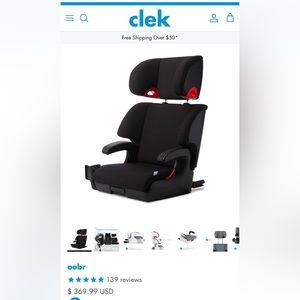 Clek adjustable car seat with booster and adjustable headrest to grow with child